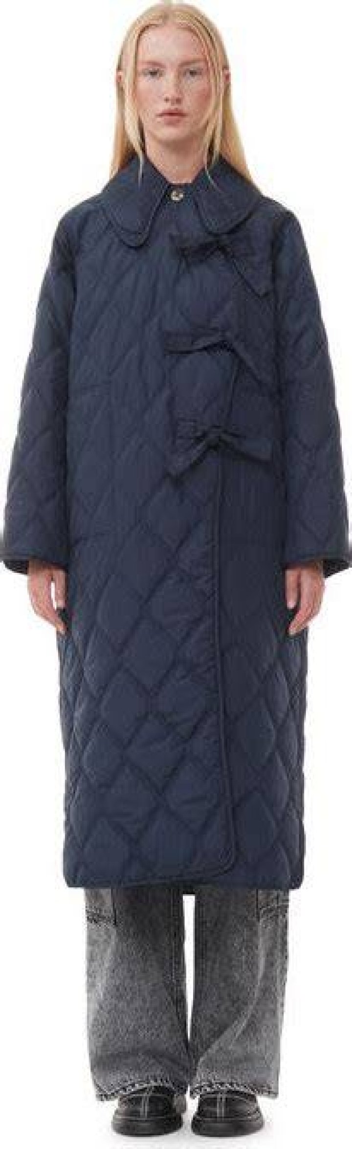 Blue Ripstop Quilt Asymmetric Coat Blue Ripstop Quilt Asymmetric Coat
