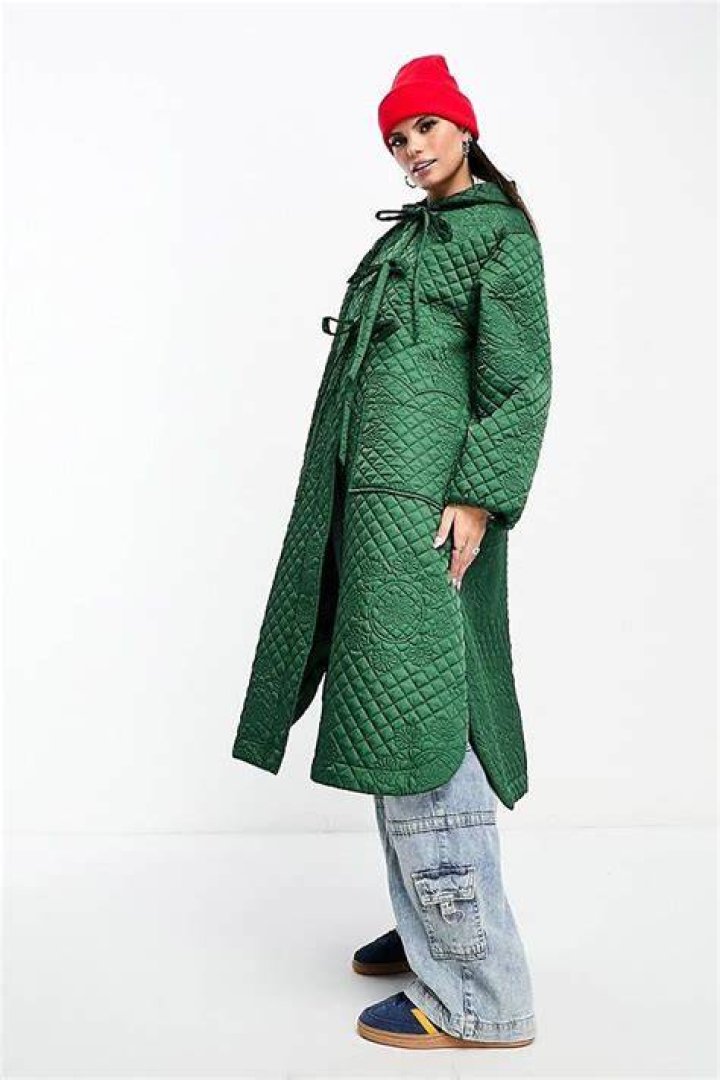 Bow Detail Quilted Satin Coat Bow Detail Quilted Satin Coat