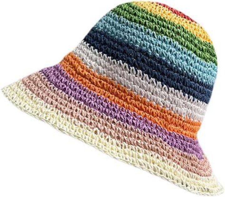 Foldable Wide Brim Colorful Crochet Straw Hat Foldable Wide Brim Colorful Crochet Straw Hat