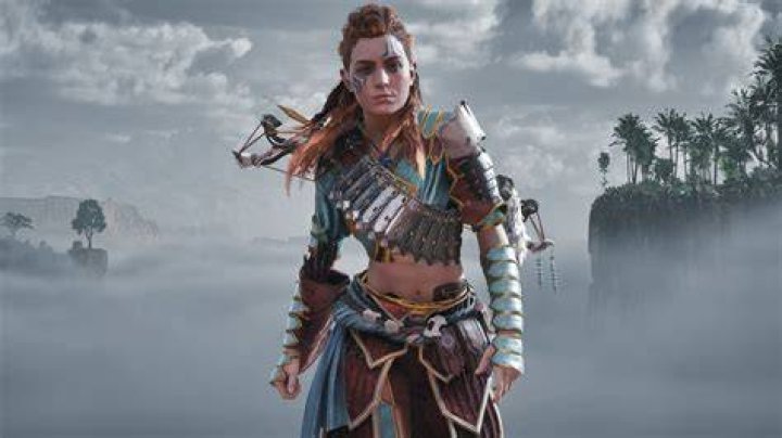 Horizon Zero Dawn. Aloy vs a Tallneck in Devil's Thirst.