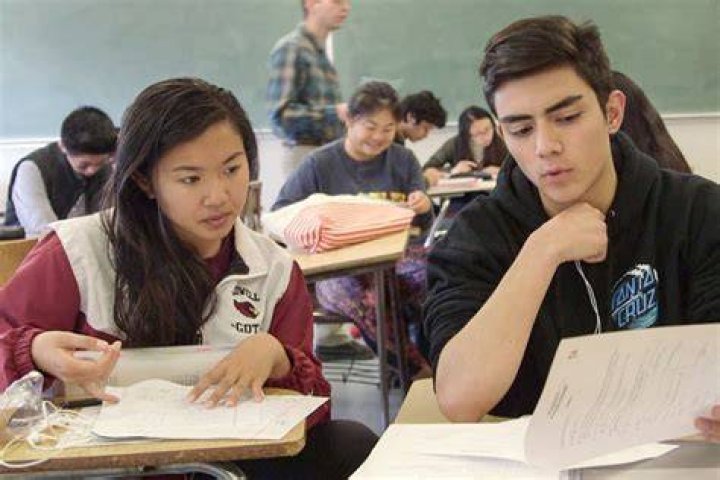 Lowell Students Jana + Kian study Calculus