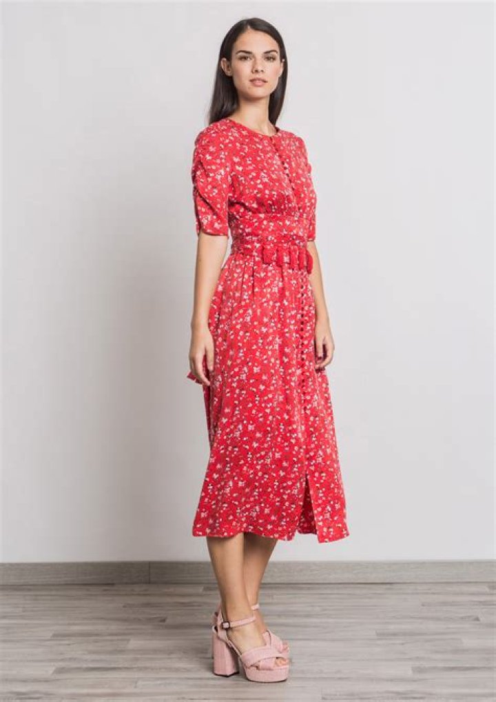 Vestido Midi Estampado Floral Naranja Vestido Midi Estampado Floral Naranja